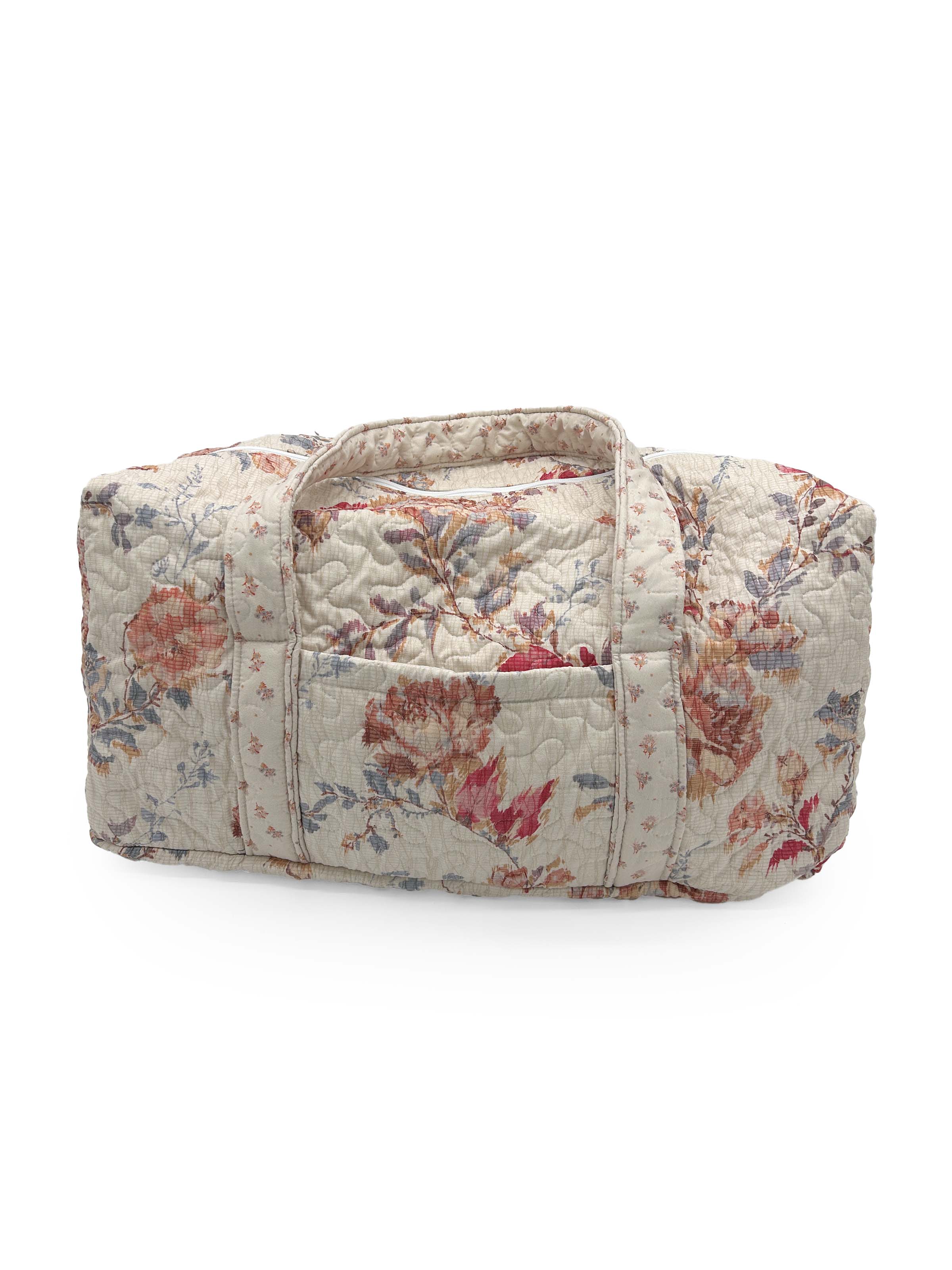 Natalie Floral Pink Quilted Weekender Duffle Bag