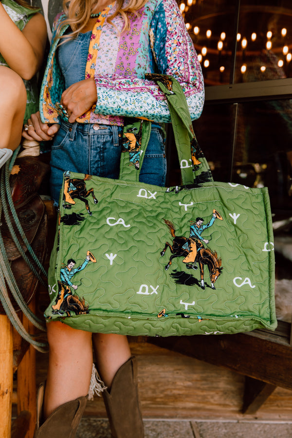 Lazy J Green Quilted Tote