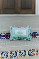 "Hello Darlin" Turquoise Quilted Mini Pillow 8" x 12"
