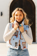 Thunderbird Boots Blue Quilted Cate Vest