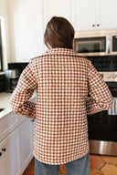 Anthia Gingham Brown Quilted Snap Jacket