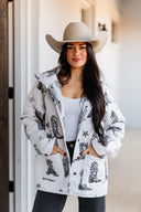 Thunderbird Boots Linen/Black Quilted Snap Jacket