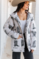 Thunderbird Boots Linen/Black Quilted Snap Jacket