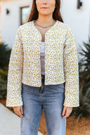 Tricia Floral Yellow Cropped Quilted Jacket