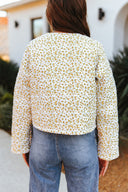 Tricia Floral Yellow Cropped Quilted Jacket