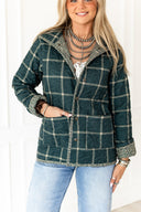 Erin & Ben Co. Poppy Check Green Snap Jacket