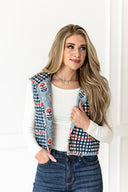 Erin & Ben Co. Garden Check Navy Cate Vest