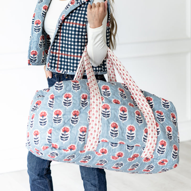 Erin & Ben Co. Sadie Floral Icon Blue Weekender Duffle Bag