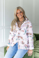 Retro Cowboy Pink Quilted Snap Jacket