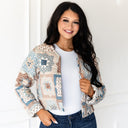 Gwen Patchwork Slate / Linen Cropped Quilted Jacket