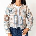 Gwen Patchwork Slate / Linen Cropped Quilted Jacket