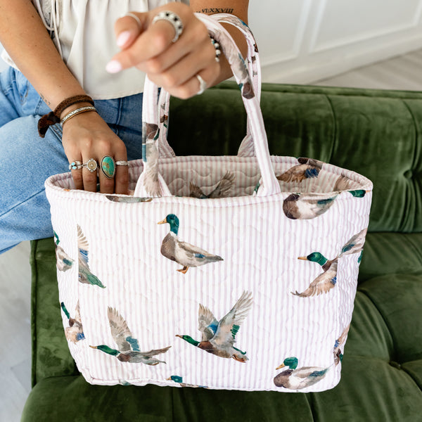 Mallory Ducks Pink Quilted Handbag