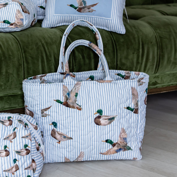 Mallory Ducks Blue Quilted Handbag
