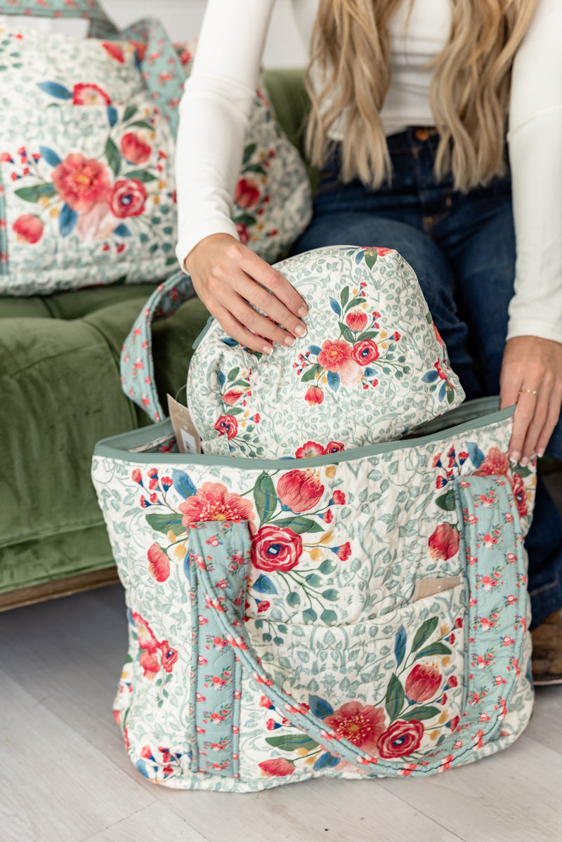 Erin & Ben Co. Zara Floral Linen Zipper Tote Bag