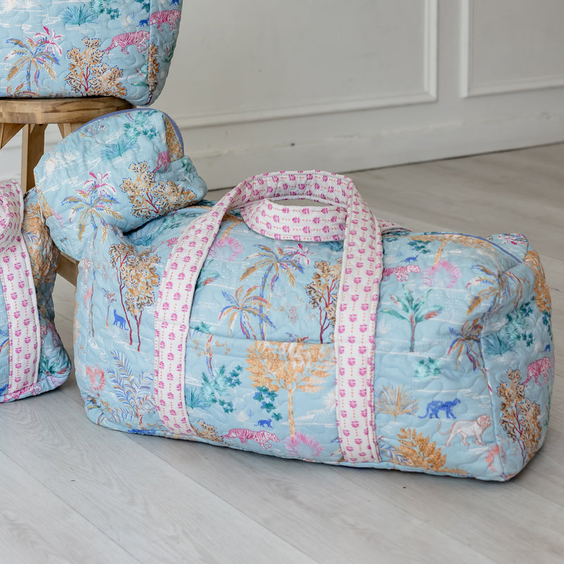 Erin & Ben Co. Jungle Whisper Blue Weekender Duffle Bag