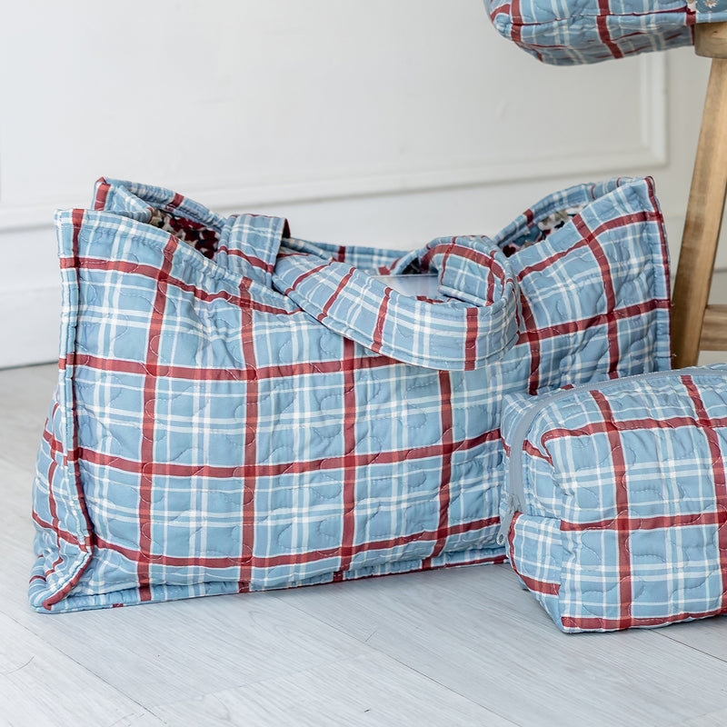 Erin & Ben Co. Willow Plaid Blue Quilted Tote Bag