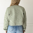Anthia Gingham Olive/Linen Cropped Quilted Jacket