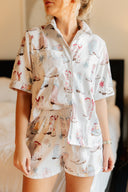 Daisy Boots Patchwork White Shorty Pajama Set