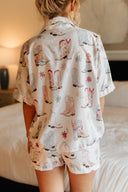 Daisy Boots Patchwork White Shorty Pajama Set