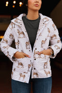 Donkey Icon Brown Quilted Snap Jacket