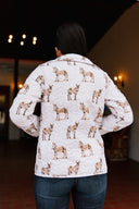 Donkey Icon Brown Quilted Snap Jacket
