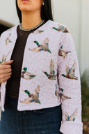 Mallory Ducks Pink Cropped Quilted Jacket