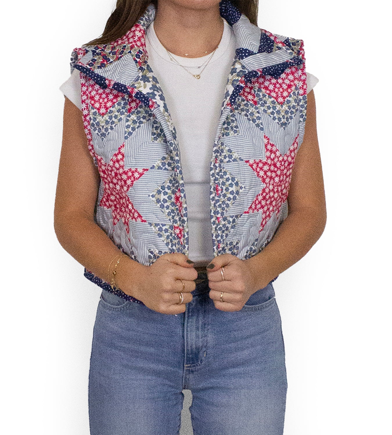 Adeline Patchwork Americana Quilted Cate Vest – Ida Mae Home