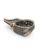 Patterned make up bag on a white background