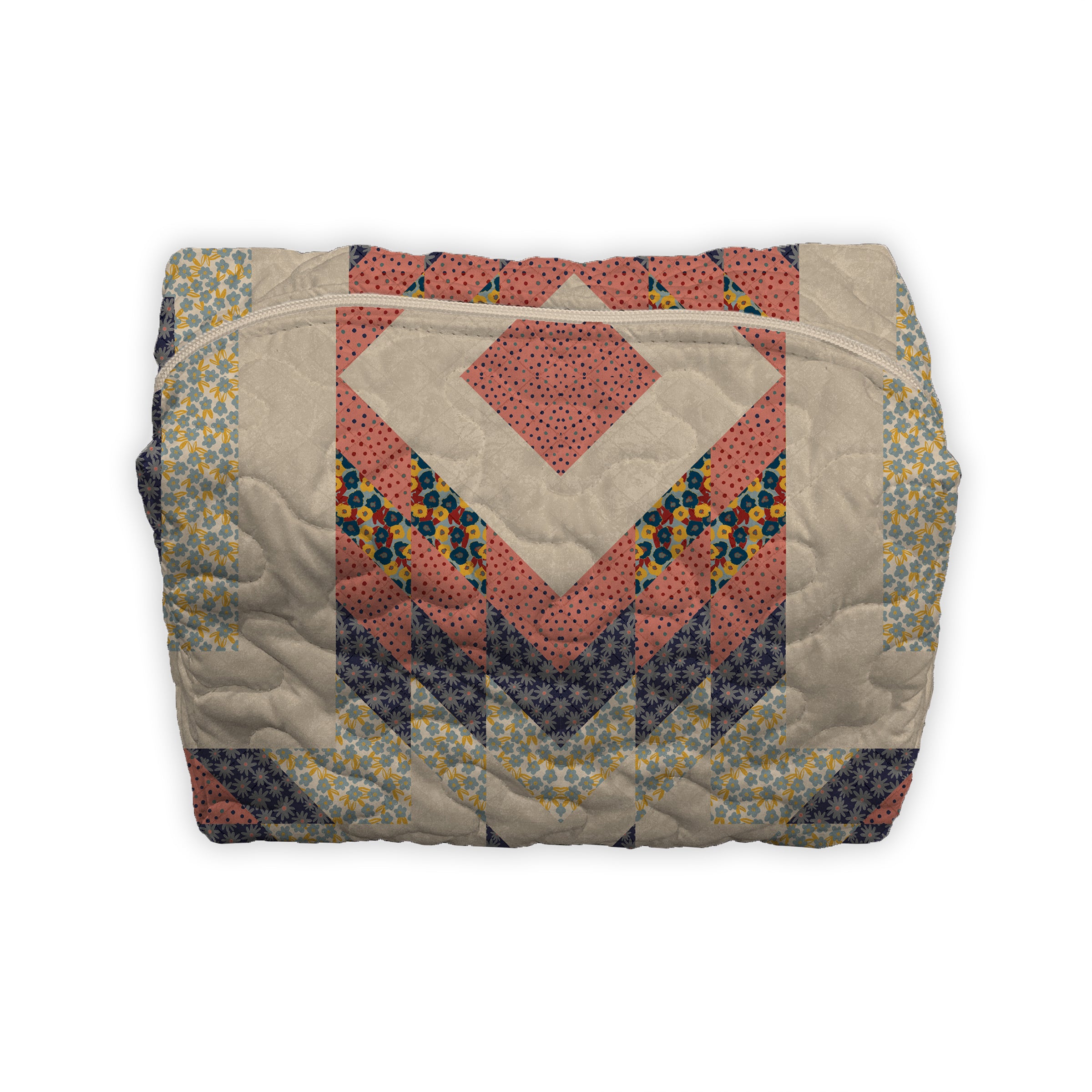 Adeline Patchwork Coral Quilted Makeup Bag – Ida Mae Home