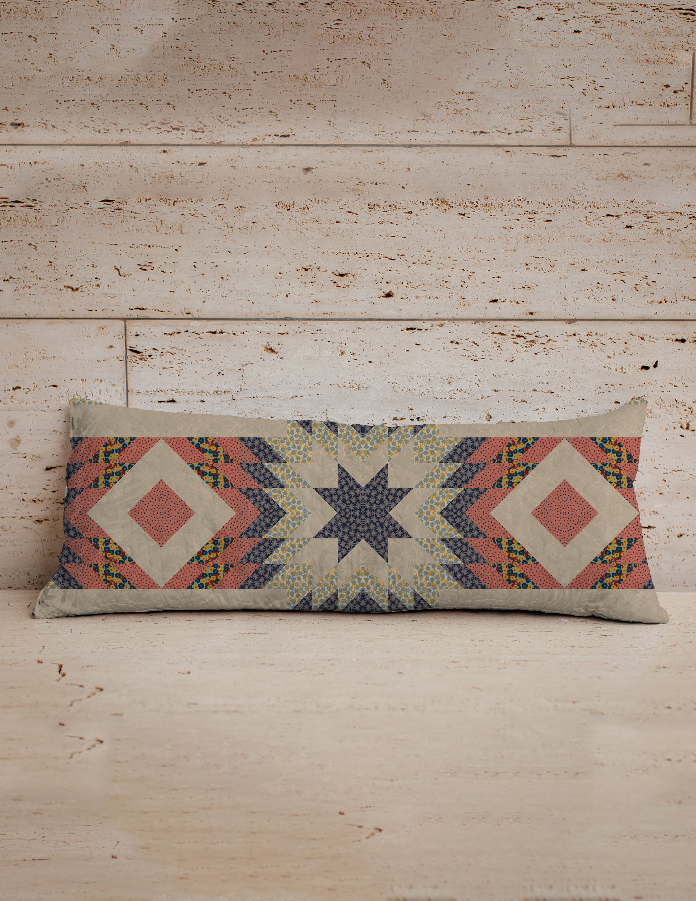 Adeline Patchwork Coral Quilted Oblong 14" x33" Pillow – Ida Mae Home