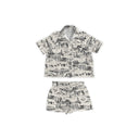 Aledo Toile Linen / Black Shorty Pajama Set