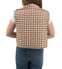 Anthia Gingham Brown Quilted Cate Vest