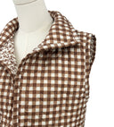 Anthia Gingham Brown Quilted Cate Vest