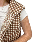 Anthia Gingham Brown Quilted Cate Vest