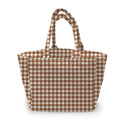 Anthia Gingham Brown Quilted Handbag