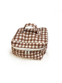 Anthia Gingham Brown Quilted Travel Case