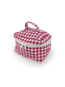 Anthia Gingham Fuchsia Quilted Travel Case