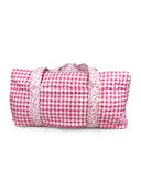Anthia Gingham Fuchsia Quilted Weekender Duffle Bag