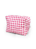 Anthia Gingham Fuchsia Quilted Makeup Bag