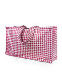 Anthia Gingham Fuchsia Quilted Tote
