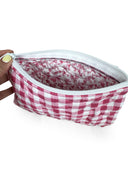 Anthia Gingham Fuchsia Quilted Makeup Bag