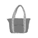 Anthia Gingham Black/White Zipper Tote Bag