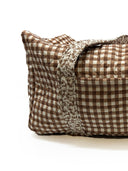 Anthia Gingham Brown Quilted Weekender Duffle Bag