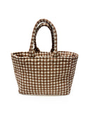 Anthia Gingham Brown Quilted Handbag