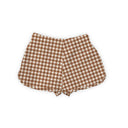Anthia Gingham Brown Quilted Scallop Shorts *Web Exclusive*