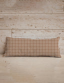 Anthia Gingham Brown Quilted Oblong 14" x33" Pillow