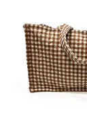 Anthia Gingham Brown Quilted Tote