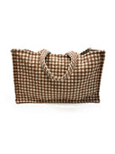 Anthia Gingham Brown Quilted Tote
