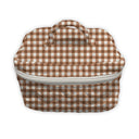 Anthia Gingham Brown Quilted Travel Case