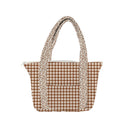 Anthia Gingham Brown Zipper Tote Bag